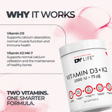 Vitamina D3+K2 2000IU + 75ug, 60 Softgels, 60 Servings